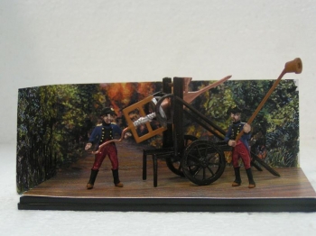 La machine � combattre les incendies de Jacques Besson 1578 avec figurines