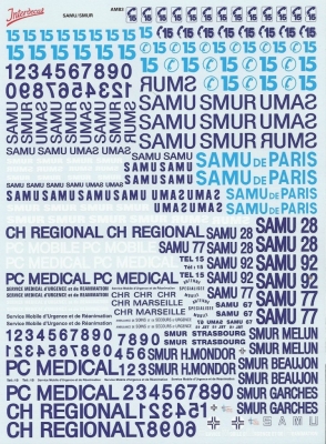 Decalcomanies: SAMU 15 ,SMUR grande planche