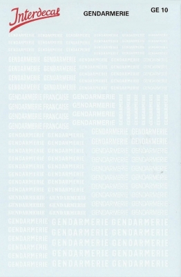 Decalcomanies: lettrage gendarmerie petite planche