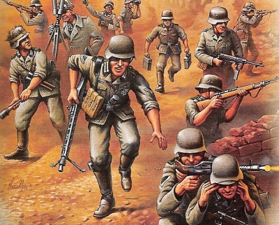 Soldats des troupes d'infanterie d'une division blind�e allemande 2eme guerre mondiale / Figurines D�cors