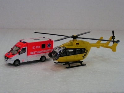 Ensemble Rettungswagen avec Helicoptere ADAC / SIKU