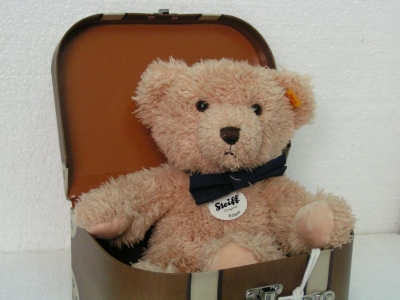 L'Ours Edgar avec son noeud papillon dans sa valise / New