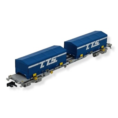ARNOLD wagon à bogies Sgss gris Novatrans chargé de 2 conteneurs TTS ep V Trains
