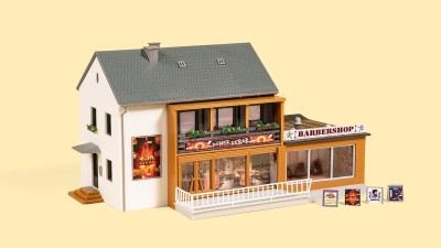 AUHAGEN kit à construire en plastique teinté de Kebab + barbier (colle non incluse) Batiments