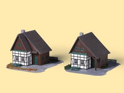 AUHAGEN kit à construire en plastique teinté de 2 maisons à colombages (colle non incluse) Bulding