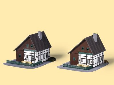 AUHAGEN kit à construire en plastique teinté de 2 maisons à colombages (colle non incluse) Bulding