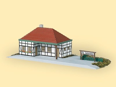AUHAGEN kit à construire en plastique teinté de petite gare rurale (colle non incluse) Bulding
