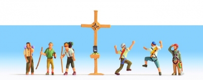 Mountain hikers with cross HO scale