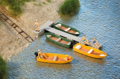 AUHAGEN kit à construire en plastique teinté de set de barques (4) (colle non incluse) Decors et diorama