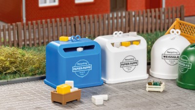AUHAGEN kit à construire en plastique teinté d'ensemble de tri pour recyclage (colle non incluse) Batiments