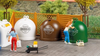 AUHAGEN kit à construire en plastique teinté d'ensemble de tri pour recyclage (colle non incluse) Batiments