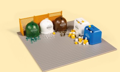 AUHAGEN kit à construire en plastique teinté d'ensemble de tri pour recyclage (colle non incluse) Batiments