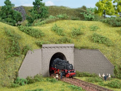 AUHAGEN 2 entrées de tunnel simple voie (maquettes plastiques teintées à construire colle non incluse) Trains