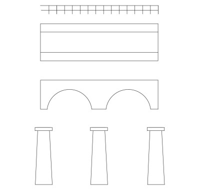 AUHAGEN  set de chemin de roulement  et rambardes (maquettes plastiques teintées à construire colle non incluse) (2x 206x65mm + 4 x 206mm)) Decors et diorama