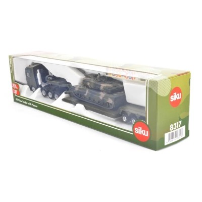 SIKU camion semi-remorque surbaissé pour transport de char militaire (avec char Léopard) Toys