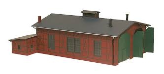 AUHAGEN plastic kit of two-road engine shed (258x170x102mm) Trains