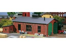 AUHAGEN plastic kit of two-road engine shed (258x170x102mm) Trains