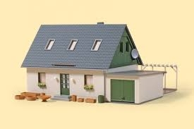 AUHAGEN plastic kit of detached house with garage (158x 126 x90 mm) HO scale