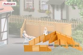 AUHAGEN kit plastique de clotures/paravents (longueur totale 440mm) pour jardins terrasse etc Trains