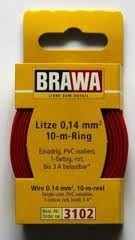 BRAWA rouleau de10m de cable multibrins 0,14mm2 isolant PVC rouge Echelle HO