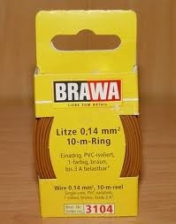 BRAWA rouleau de10m de cable multibrins 0,14mm2 isolant PVC brun Trains