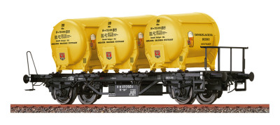 BRAWA wagon plat à essieux avec 3 conteneurs 