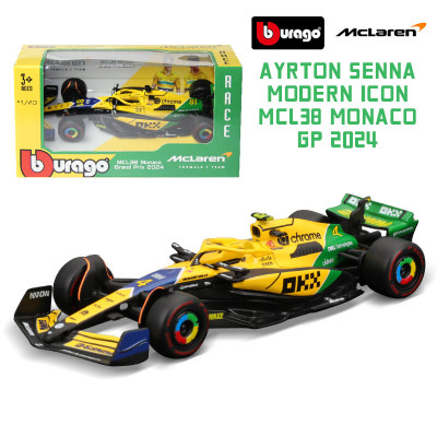 BURAGO F1 2024 Mc Laren MCL38/ 4  4th Monaco GP (Senna 30th anniversary) Diecast models