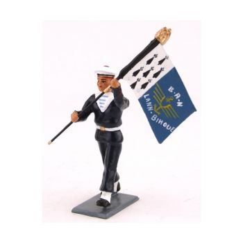 CBG MIGNOT figurine BAGAD de LANN- BIHOUE (tenue bleue) porte drapeau Metals figures and soldiers