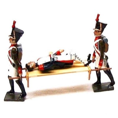CBG figurine en plomb 2  brancardiers transportant blessé sur un brancard  (empire) Metals figures and soldiers