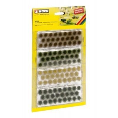 NOCH grand ensemble de touffes d'herbe 9mm de haut (104 pièces) (jaune doré/ vert moyen et vert-foncé /brun) Accessories
