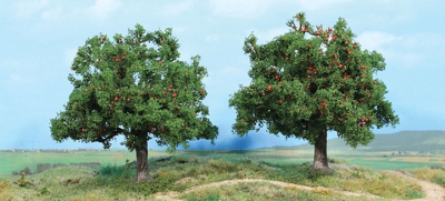 HEKI 2 pommiers avec fruits hauteur 13cm (serie Artline) HO scale