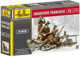 HELLER boite de 50 figurines plastiques (non peintes) Infanterie française 2eme guerre mondiale (peintures non incluses) Maquettes et figurines plastiques