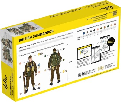 HELLER boite de 50 figurines plastiques (non peintes) Commandos britanniques 2eme guerre mondiale (peintures non incluses) Maquettes et Decors