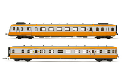 JOUEF set Automoteur RGP 2 (2éléments) livrée orange /métal SNCF ep IV (Analogique 2rails CC) Echelle HO