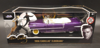 JADA 1/24 CADILLAC Eldorado W /dancing ELVIS figure Purple 1956 Nouveautés