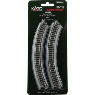 KATO set de 4 rails courbes R216 45° Rails et aiguillages