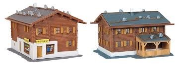 KIBRI set de 2 chalets (maquettes plastiques à construire) Sertig N scale