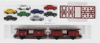 MÄRKLIN Coffret 2 wagons porte autos 2 niveaux/2essieux DB avec chargement 8 Ford escort 1970 Wagons