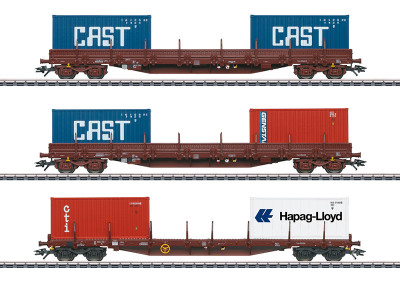 MARKLIN set de 3 wagons porte conteneurs SNCB ep V/VI Nouveautés