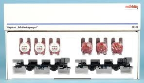 Set de 2 wagons plats avec conteneurs bierre DB ep III MARKLIN 1 Trains