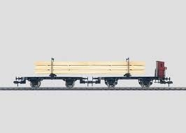 Couplage de 2 wagons plats à essieux avec chargement de bois DB ep III MARKLIN 1 Wagons