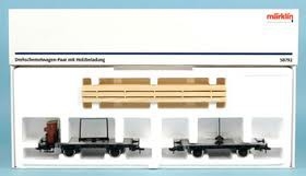 Couplage de 2 wagons plats à essieux avec chargement de bois DB ep III MARKLIN 1 Autres echelles