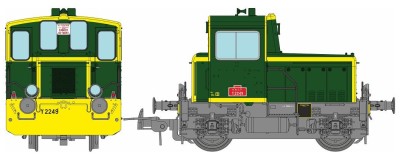 REE locotracteur Y2249 vert 301 chassis gris traverse et bandes jaune Est SNCF ep IV(analogique) Locomotives and railcars