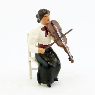 CBG figurine en plomb musicienne de l'orchestre assise jouant du violon Civilian
