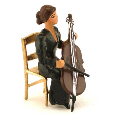 CBG figurine en plomb musicienne de l'orchestre assise jouant du violoncelle Civilian