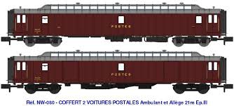 REE coffret de 2 voitures postales 21,6m ambulant+ allége   SNCF ep III Passenger cars