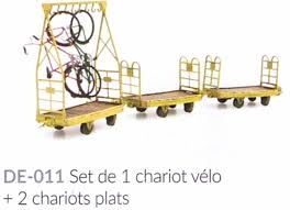 REE set 1 chariot avec 2 vélos+ 2 chariots à bagages HO scale