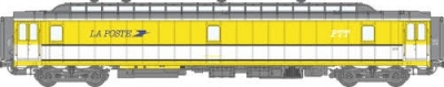 REE voiture postale OCEM 21,6m ambulant SNCF ep IV(jaune bande blanche)(logo PTT blanc) HO scale