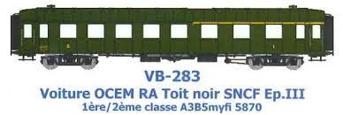 REE  voiture OCEM RA toit noir (A3B5myfi) SNCF ep III Trains