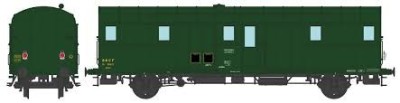 REE fourgon 2 essieux OCEM32 vert 306 lanternes Alu 2 feux SNCF ep III/IV (sud-est) Echelle HO